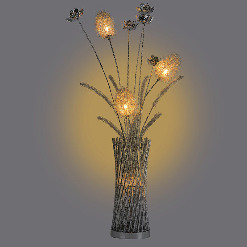 Modern Art Deco Aluminum Wire Weaving Vase LED Standing Floor Lamp For Living Room Lumendat
