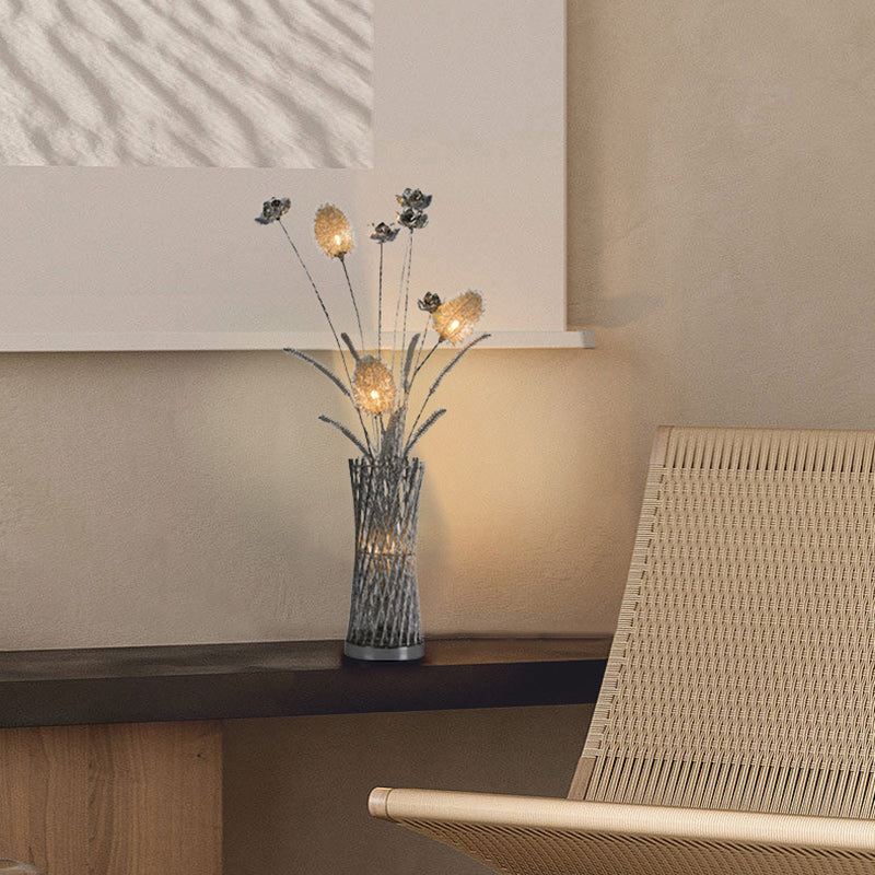 Modern Art Deco Aluminum Wire Weaving Vase LED Standing Floor Lamp For Living Room Lumendat