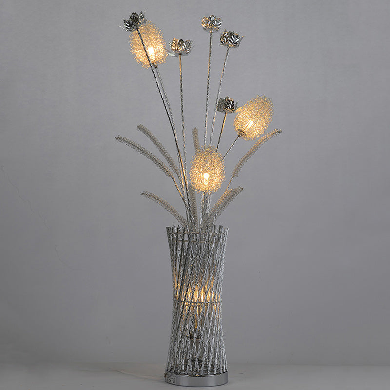 Modern Art Deco Aluminum Wire Weaving Vase LED Standing Floor Lamp For Living Room Lumendat