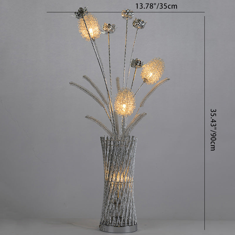 Modern Art Deco Aluminum Wire Weaving Vase LED Standing Floor Lamp For Living Room Lumendat