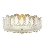Traditional French Brass Glass Frosted Round Ripple 4/5 Light Semi-flush Mount Ceiling Light for Bedroom