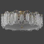 Traditional French Brass Glass Frosted Round Ripple 4/5 Light Semi-flush Mount Ceiling Light for Bedroom