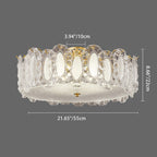 Traditional French Brass Glass Frosted Round Ripple 4/5 Light Semi-flush Mount Ceiling Light for Bedroom