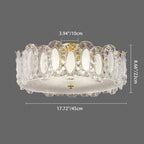 Traditional French Brass Glass Frosted Round Ripple 4/5 Light Semi-flush Mount Ceiling Light for Bedroom