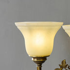Traditional European Brass Glass Horn Shape Carved 1/2 Light Wall Sconce Lamp For Bedside