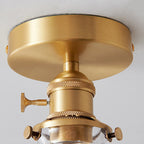 Traditional Japanese Brass Glass Bowl Cylinder Ripple 1-Light Semi-Flush Mount Ceiling Light For Hallway Lumendat