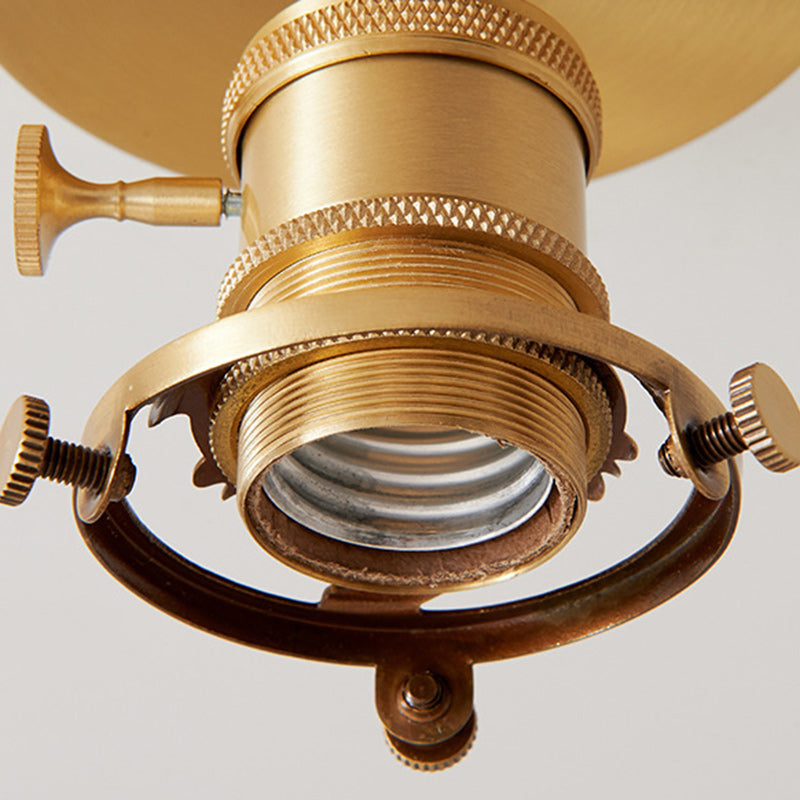Traditional Japanese Brass Glass Bowl Cylinder Ripple 1-Light Semi-Flush Mount Ceiling Light For Hallway Lumendat