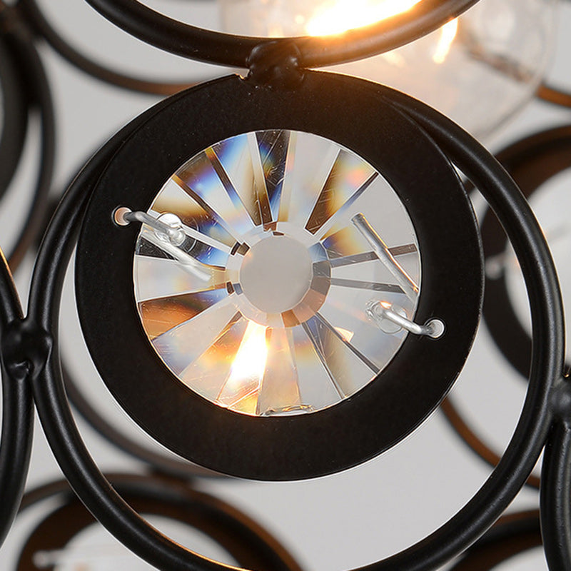 Contemporary Nordic Iron Crystal Ball Round Piece 1-light Semi-flush Mount Ceiling Light for Hallway