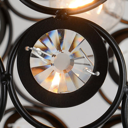Contemporary Nordic Iron Crystal Ball Round Piece 1-light Semi-flush Mount Ceiling Light for Hallway