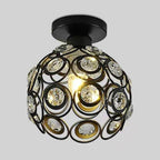 Contemporary Nordic Iron Crystal Ball Round Piece 1-light Semi-flush Mount Ceiling Light for Hallway