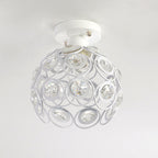 Contemporary Nordic Iron Crystal Ball Round Piece 1-light Semi-flush Mount Ceiling Light for Hallway