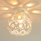 Contemporary Nordic Iron Crystal Ball Round Piece 1-light Semi-flush Mount Ceiling Light for Hallway