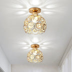 Contemporary Nordic Iron Crystal Ball Round Piece 1-light Semi-flush Mount Ceiling Light for Hallway