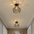 Contemporary Nordic Iron Crystal Ball Round Piece 1-light Semi-flush Mount Ceiling Light for Hallway