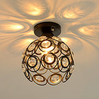 Contemporary Nordic Iron Crystal Ball Round Piece 1-light Semi-flush Mount Ceiling Light for Hallway