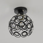 Contemporary Nordic Iron Crystal Ball Round Piece 1-light Semi-flush Mount Ceiling Light for Hallway