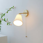 Traditional French Brass Ceramic Adjustable Horn Zipper Switch 1-Light Wall Sconce Lamp For Bedside