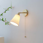 Traditional French Brass Ceramic Adjustable Horn Zipper Switch 1-Light Wall Sconce Lamp For Bedside