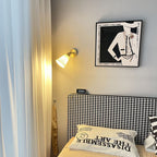 Traditional French Brass Ceramic Adjustable Horn Zipper Switch 1-Light Wall Sconce Lamp For Bedside