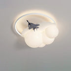 Contemporary Nordic Kids Iron Acrylic Resin Round Plane Cloud LED Flush Mount Ceiling Light for Bedroom