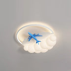 Contemporary Nordic Kids Iron Acrylic Resin Round Plane Cloud LED Flush Mount Ceiling Light for Bedroom