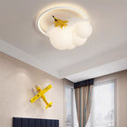 Contemporary Nordic Kids Iron Acrylic Resin Round Plane Cloud LED Flush Mount Ceiling Light for Bedroom