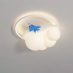 Contemporary Nordic Kids Iron Acrylic Resin Round Plane Cloud LED Flush Mount Ceiling Light for Bedroom
