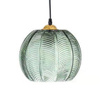 Contemporary Scandinavian Metal Glass Ball Leaf Pattern 1-light Pendant Light for Dining Room BulbSquare