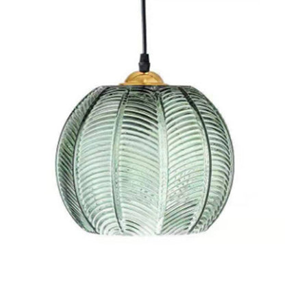 Contemporary Scandinavian Metal Glass Ball Leaf Pattern 1-light Pendant Light for Dining Room