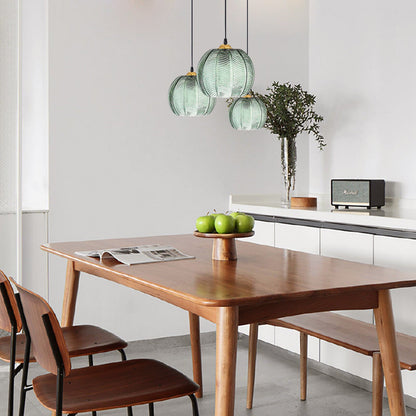 Contemporary Scandinavian Metal Glass Ball Leaf Pattern 1-light Pendant Light for Dining Room