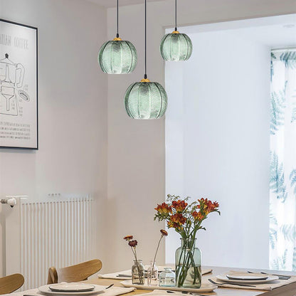 Contemporary Scandinavian Metal Glass Ball Leaf Pattern 1-light Pendant Light for Dining Room