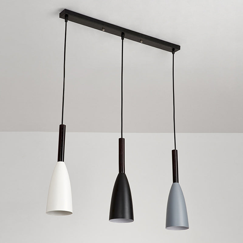 Contemporary Nordic Iron Conical 1/3 Light Pendant Light for Dining Room