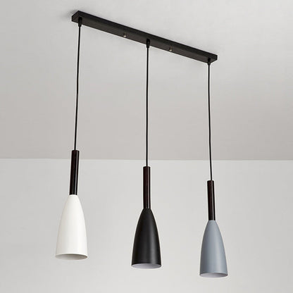 Contemporary Nordic Iron Conical 1/3 Light Pendant Light for Dining Room