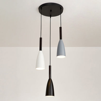 Contemporary Nordic Iron Conical 1/3 Light Pendant Light for Dining Room