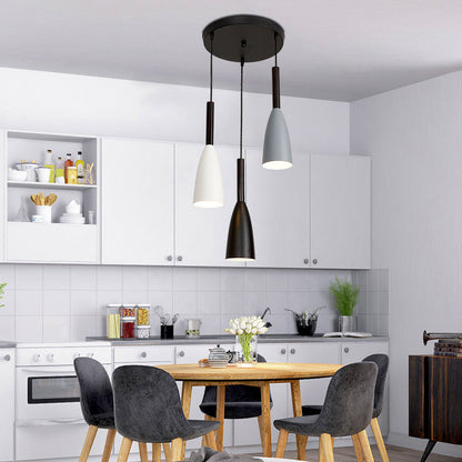 Contemporary Nordic Iron Conical 1/3 Light Pendant Light for Dining Room