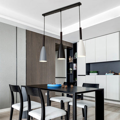 Contemporary Nordic Iron Conical 1/3 Light Pendant Light for Dining Room