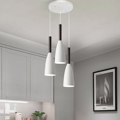 Contemporary Nordic Iron Conical 1/3 Light Pendant Light for Dining Room