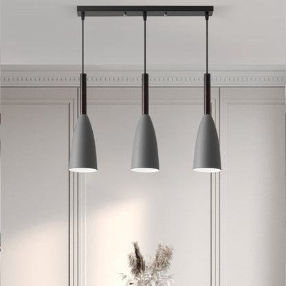 Contemporary Nordic Iron Conical 1/3 Light Pendant Light for Dining Room