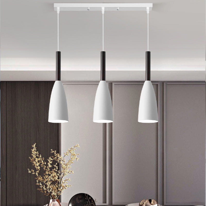 Contemporary Nordic Iron Conical 1/3 Light Pendant Light for Dining Room