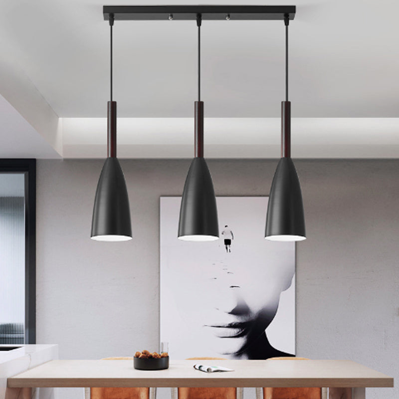 Contemporary Nordic Iron Conical 1/3 Light Pendant Light for Dining Room