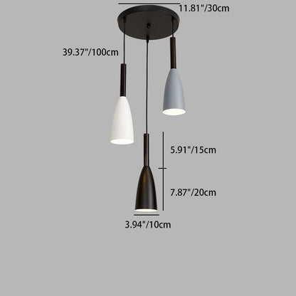 Contemporary Nordic Iron Conical 1/3 Light Pendant Light for Dining Room