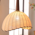 Contemporary Retro Wood Iron Fabric Dome Round Shelf 1-Light Standing Floor Lamp For Living Room Lumendat