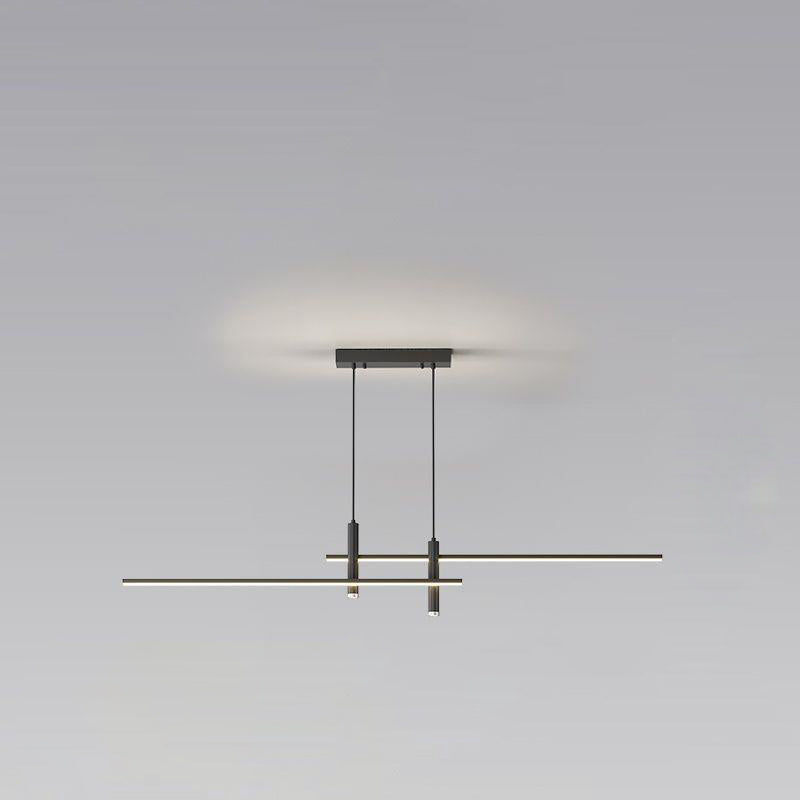 Modern Minimalist Iron Aluminum Silica Strip Spotlight LED Chandeliers Island Light for Dining Room BulbSquare