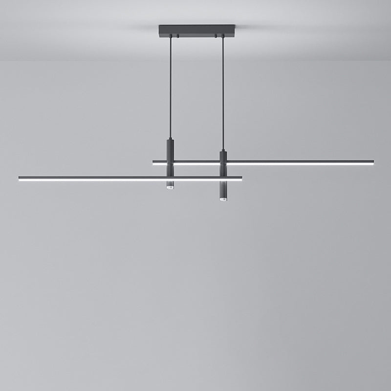 Modern Minimalist Iron Aluminum Silica Strip Spotlight LED Chandeliers Island Light for Dining Room