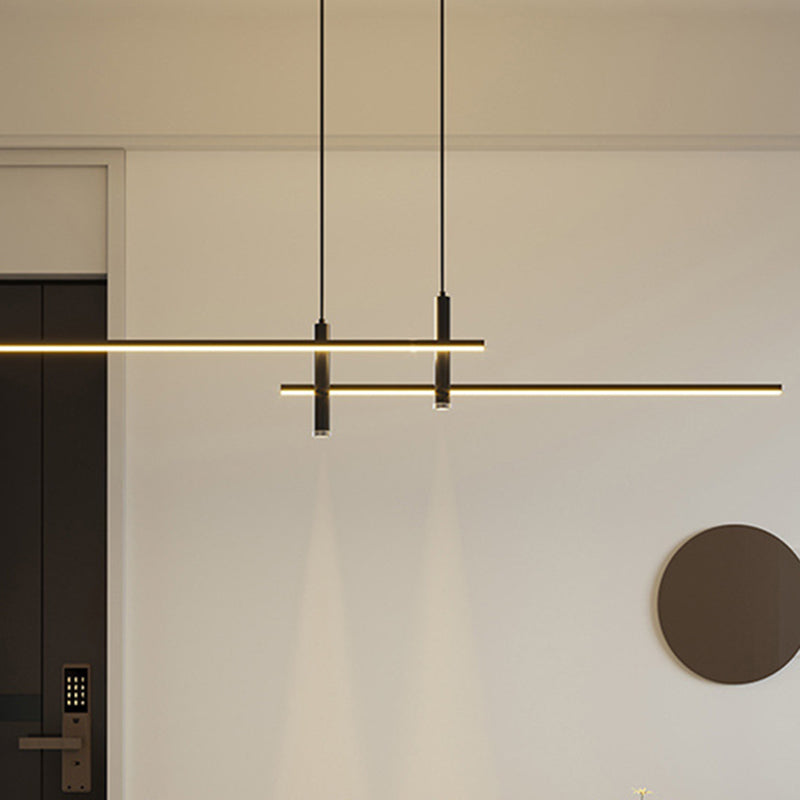Modern Minimalist Iron Aluminum Silica Strip Spotlight LED Chandeliers Island Light for Dining Room BulbSquare