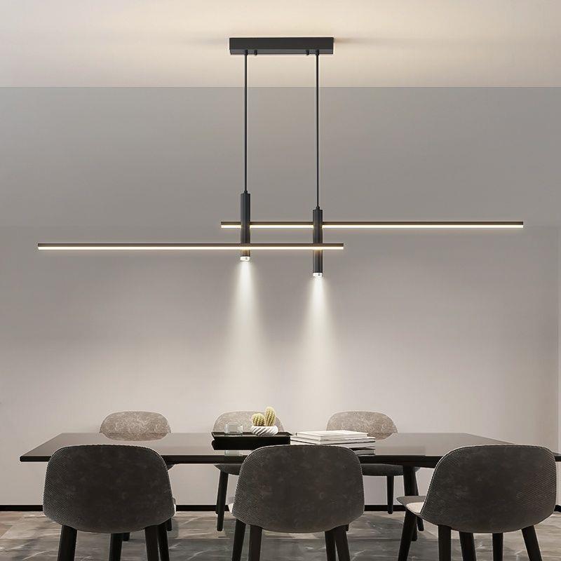 Modern Minimalist Iron Aluminum Silica Strip Spotlight LED Chandeliers Island Light for Dining Room BulbSquare