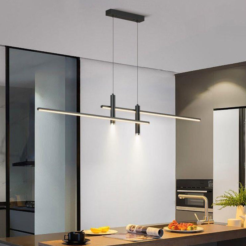Modern Minimalist Iron Aluminum Silica Strip Spotlight LED Chandeliers Island Light for Dining Room