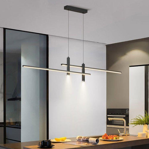 Modern Minimalist Iron Aluminum Silica Strip Spotlight LED Chandeliers Island Light for Dining Room