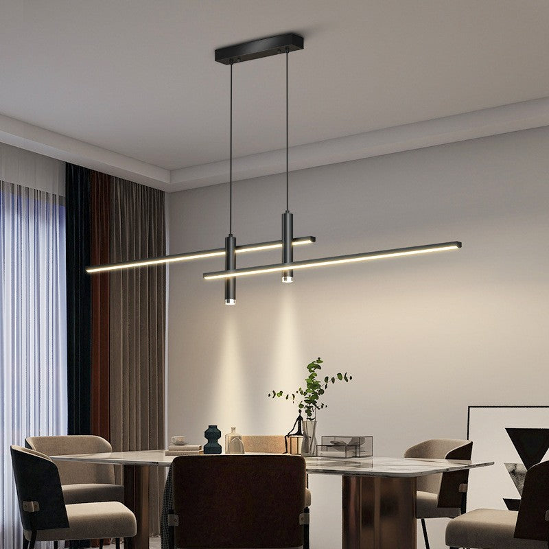 Modern Minimalist Iron Aluminum Silica Strip Spotlight LED Chandeliers Island Light for Dining Room