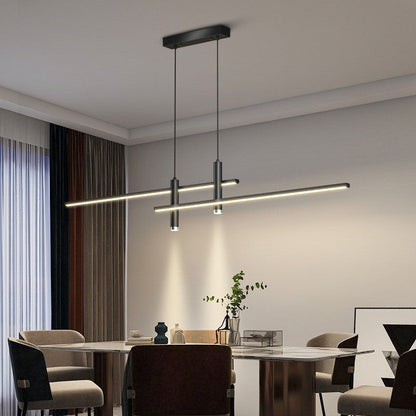 Modern Minimalist Iron Aluminum Silica Strip Spotlight LED Chandeliers Island Light for Dining Room